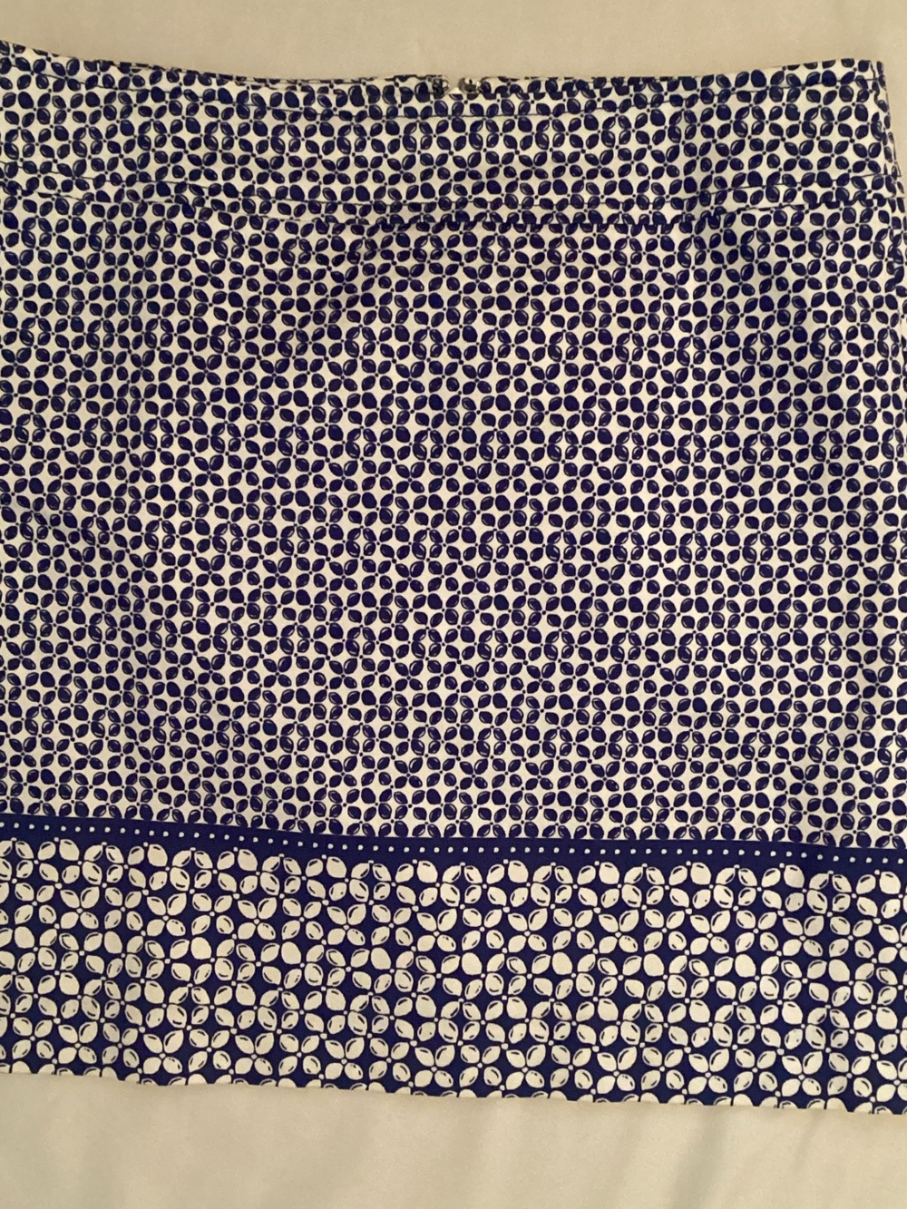 Talbots Ladies Blue White Print Back Zip Skirt Size 10